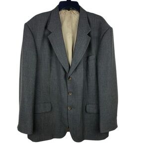 Oscar De La Renta Wool Men’s Sport Coat Jacket Size 46R Gray Brown Blue